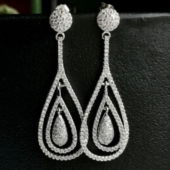 Premium Art Deco CZ drop Sterling Silver
